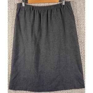 Armondio & Lana Skirt Med Gray Vintage 80s 90s Elastic Waist Pencil Knee Length